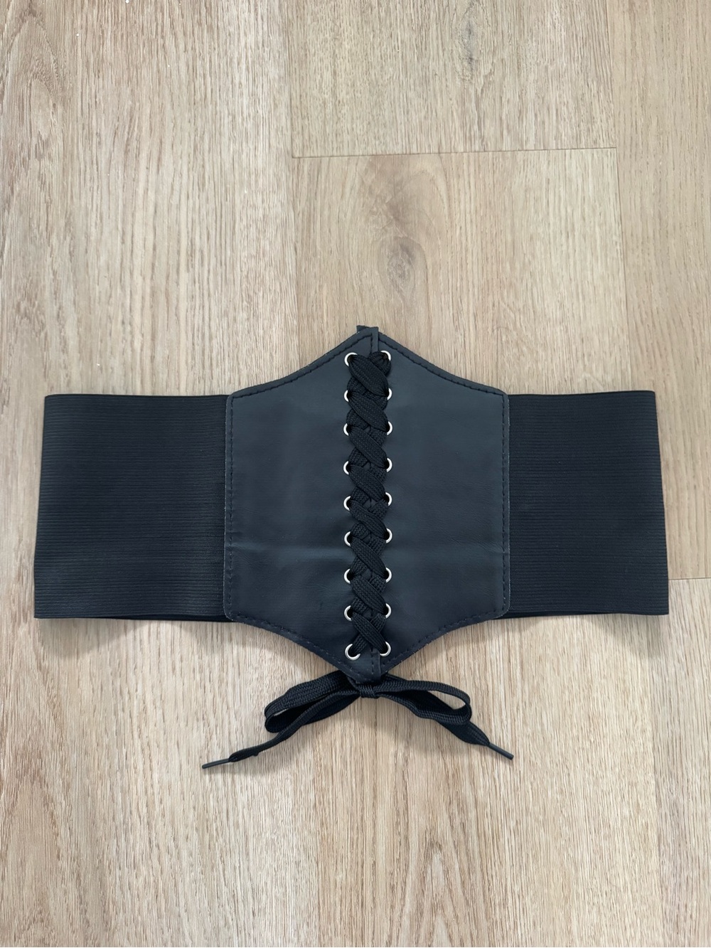 Black Lace-Up Waist Cincher Belt